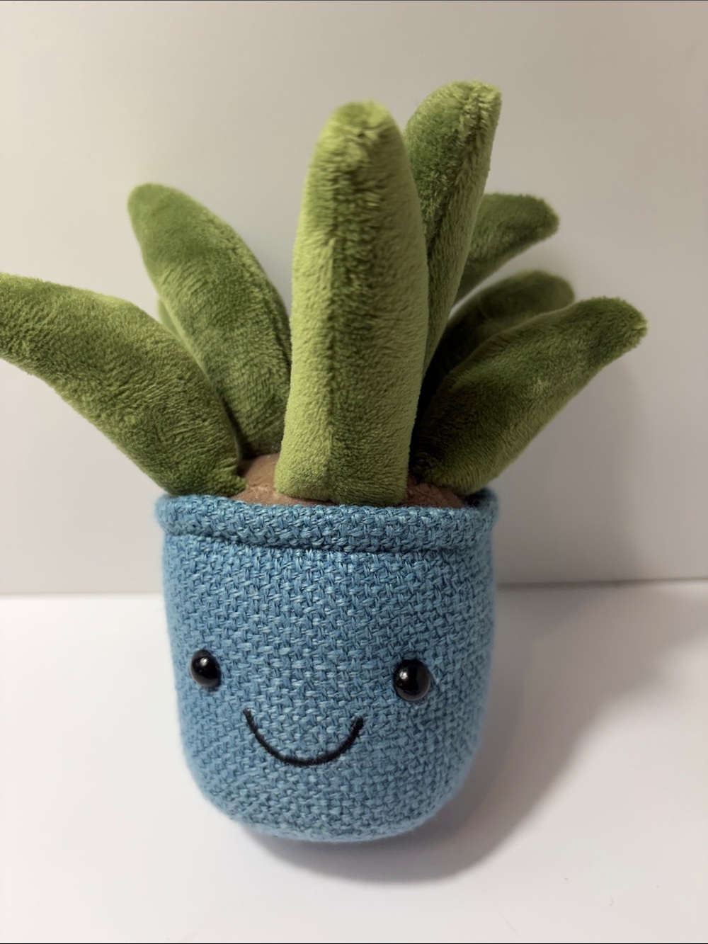 Bag charm in Plush Green Succulent in Blue Smiling Planter KeyRing